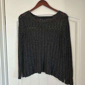 Theory Charcoal‎ Gray Chunky Knit Silk Soft Lightweight Sweater Womens Small